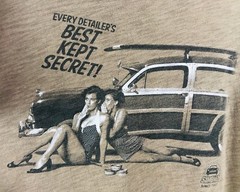 SIMONIZ mens Vintage Woodie Car T-Shirt Sz Large Women Bathing Suits