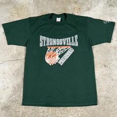 Vintage Strongsville High School Basketball Graphic T Shirt Green 90s Size Large