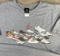 Vintage Nike Air Jordan T-Shirt Men Sz XL Sneaker History Y2K Graphic Tee Gray