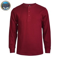 New Men Thermal Henley Shirt T-shirts Long Sleeve Cotton Pullover Three Buttons