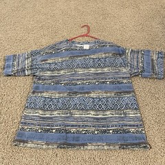 Made In USA 100% Cotton Blue Geometric Pattern Mens Size Large 22”x29”