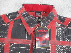 Vintage Mecca Shirt Short Sleeve Mens Medium Button Down Check Red Black AOP NWT