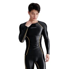 AMORESY Men Glossy Satin Oil Long-Sleeve Fitness T-Shirt Round Neck Running Tops