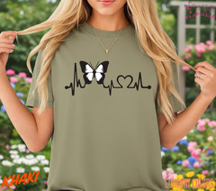 Unisex Butterfly Heartbeat Lifeline T shirt Men T shirt Women valanity Romantic