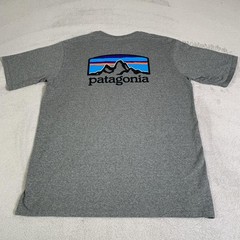 Patagonia Shirt Mens Medium Gray Responsibili-Tee P-6 Logo Mountain Short Sleeve