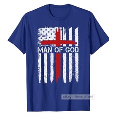 Man of God American Flag Cross T-Shirt Christian Faith Catholic Dad Grandpa