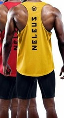 NELEUS ‘Dry Fit Logo Muscle’ Mesh Tank Top Men’s S Gym Workout Exercise Ylw NWT!
