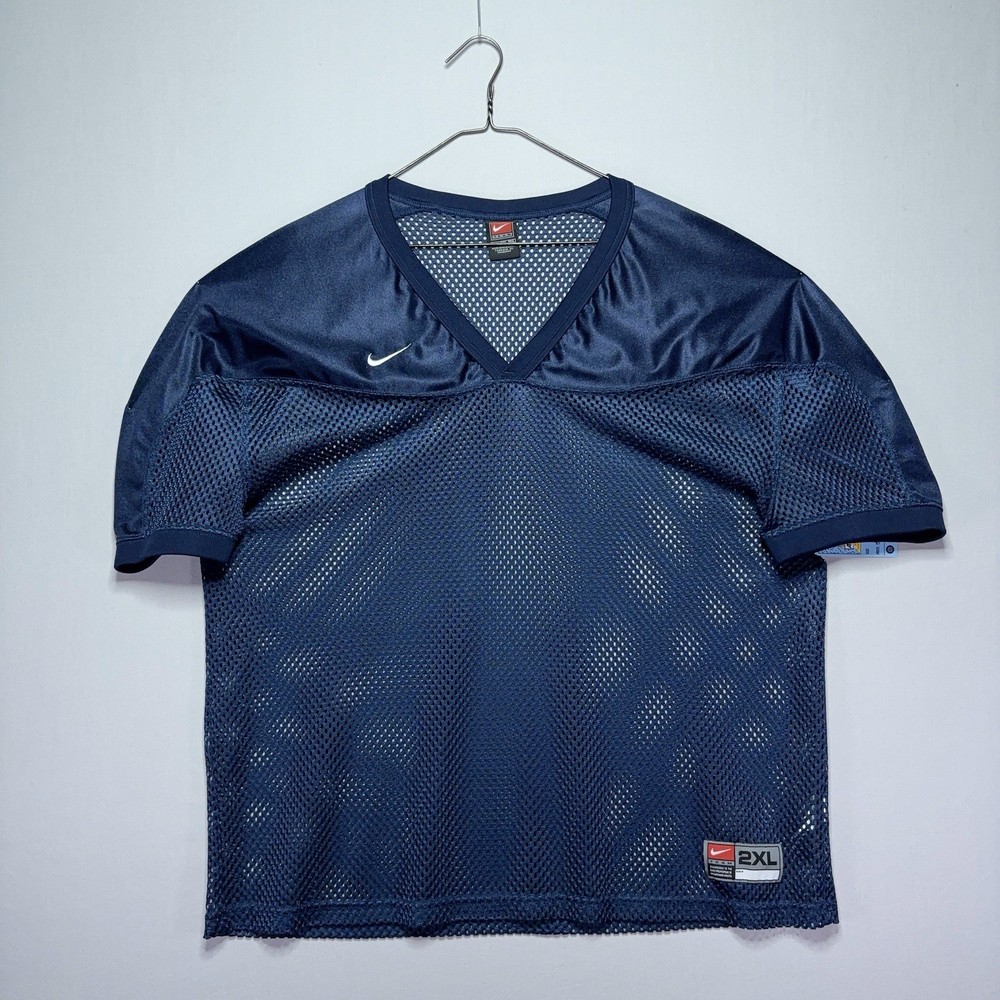 VTG 90s Nike Team Mesh Football Jersey – BLANK – Navy Blue – Mens 2XL