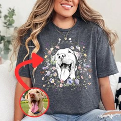 Personalized Pet Portrait Comfort Tee Custom Dog Cat Lover Gift Shirt