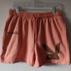 Playboy Pink Fleece Sweat Shorts Drawstring Elastic Waist Logo Womens L