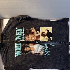 Whitney Houston Tee 100% Cotton Signature Collage Graphic Acid Wash T-shirt L