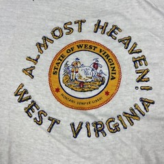 Vintage 70’s West Virginia Almost Heaven T Shirt Single Stitch Ringer Men’s NOS