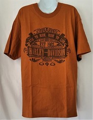 HARLEY DAVIDSON SS Shirt Texas Orange Live to Ride Retro Legend Chest43in Mens L