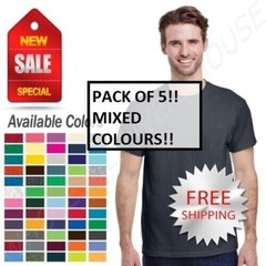 5 PACK – GILDAN Plain T Shirts Mix Colors Size : M / L