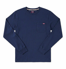 Wrangler Workwear Men’s Navy Long Sleeve Crew Neck Pocket T-Shirt Size L