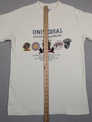 Vtg 90’s Y2K Universal Studios Hollywood Embroidered Cream T-Shirt Size M Slim