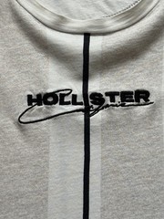 Hollister Mens Small Gray Beige Striped Crewneck 100% Cotton Embroidered Logo