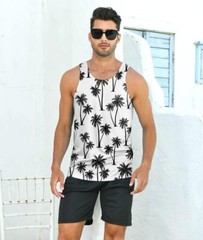 Mens Beach Tank Tops Fashion Graphic Quick Dry Sleeveless Shirt for Beach
