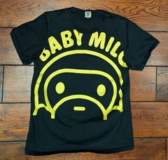 Bape Baby Milo Japan Black Graphic Tee T-Shirt Size Medium