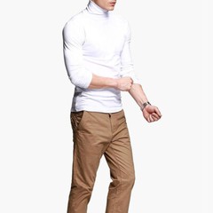 Men Solid High Collar Compression Shirts Turtleneck Long Sleeve Pullover Basics