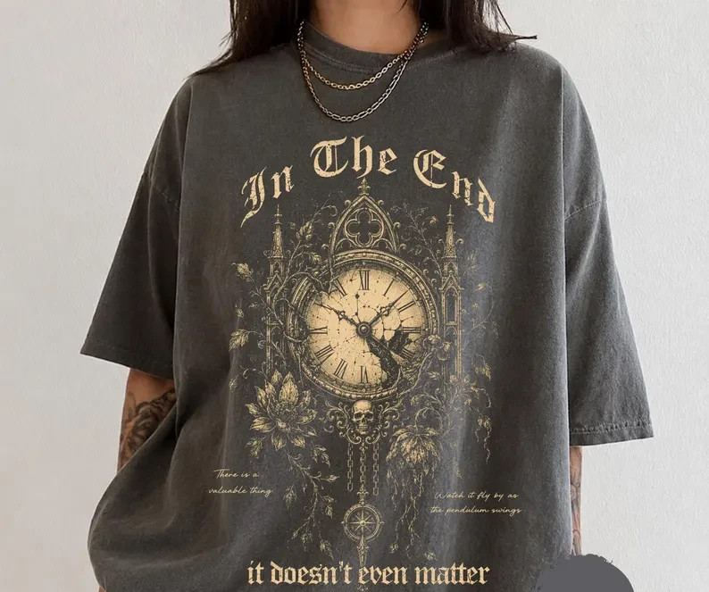 Vintage Clock Shirt Dark Botanical Gothic Graphic Tee