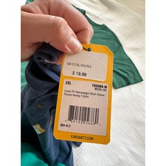 Lot of 2 NEW Carhartt Henley T-Shirt Green Blue Loose Fit Pocket Workwear 2XL
