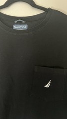Nautica Deck T-Shirt Mens XXL Black Active Stretch Pocket Crewneck Cotton Tee