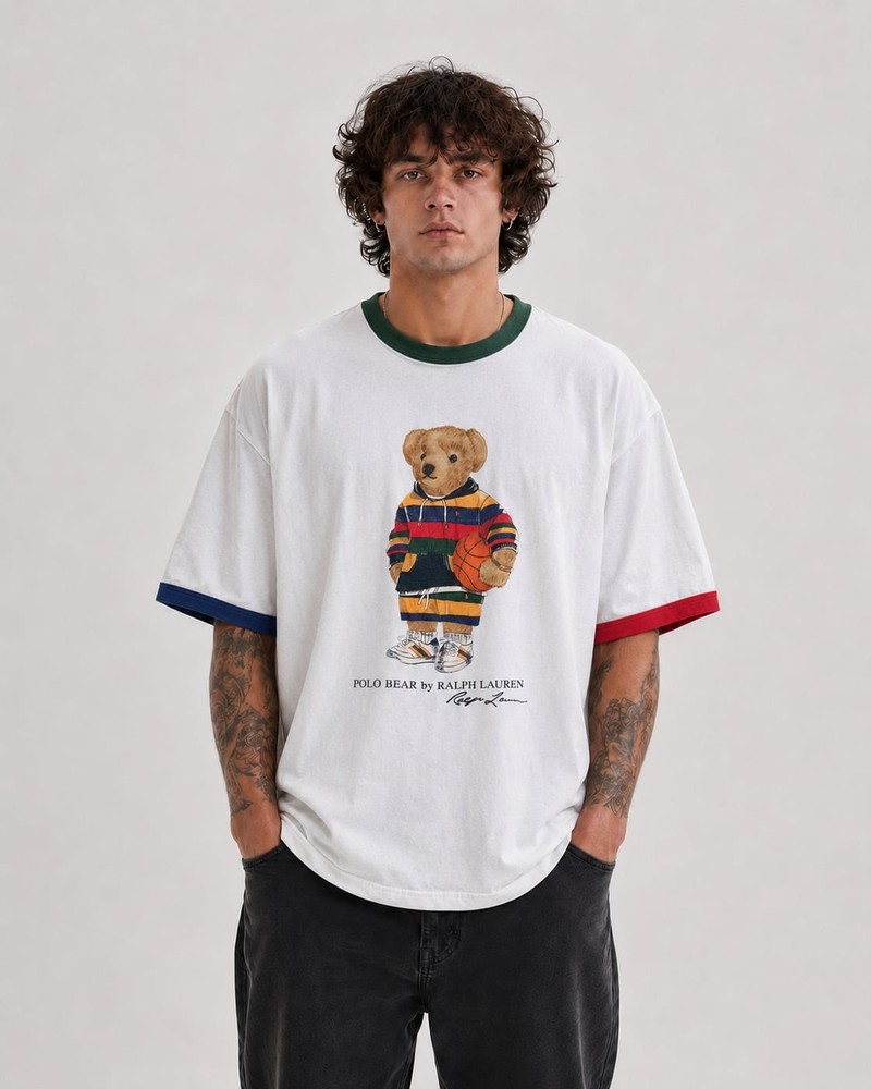 Polo Ralph Lauren Classic Fit Basketball Polo Bear Graphic Ringer T-Shirt