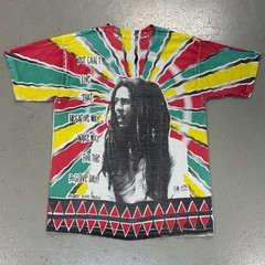Vintage Bob Marley AOP Positive Vibration Shirt XL Stussy Made In Usa Tie Dye