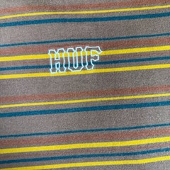 HUF Striped Knit T-Shirt Brown and Yellow Multi Stripe
