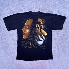Vtg The Roxx 90s Mens L Black Graphic T Shirt Single Stitch Bob Marley Lion Zion