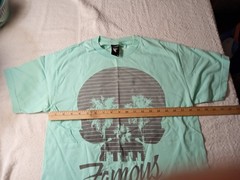 FAMOUS STARS AND STRAPS skull Palm Tree Graphic T Shirt Aqua Size M Y2K