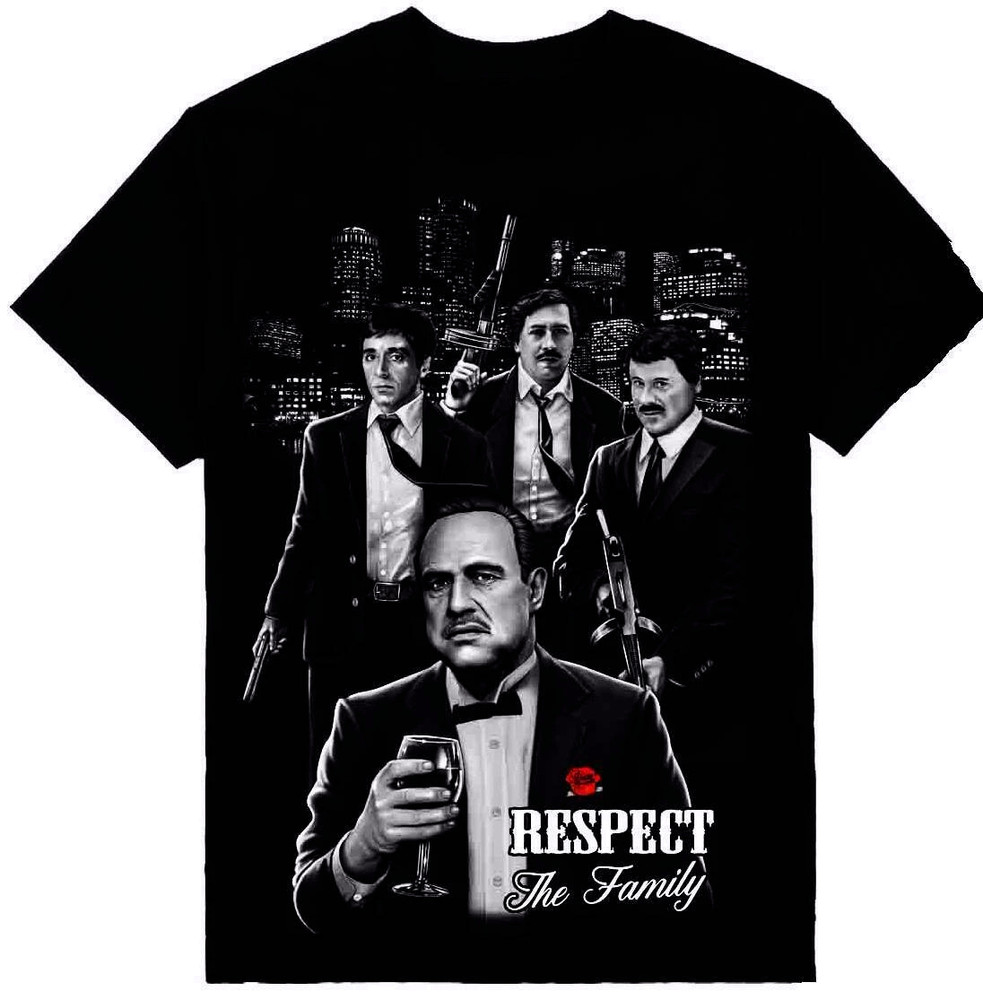 Respect The Family Mens Heavyweight T-Shirt Print On Shaka Wear Tee