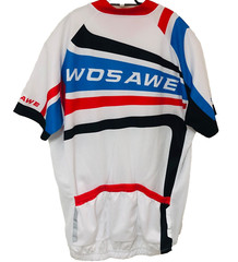 WOSAWE Cycling Jersey Men Women L Red White Blue Full Zip Vented Pockets Biking