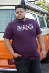 D555 Duke Big Mens Printed T-Shirt Vintage CD Plum 2XL 3XL 4XL 5XL 6XL (601607)