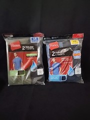 Hanes Mens 2Pk Cool Comfort Wicking Tagless Large – Choose Color Blue Or Green