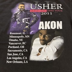 Usher Shirt Medium Vintage 2011 OMG Tour Akon Rap Hip Hop Music Tee