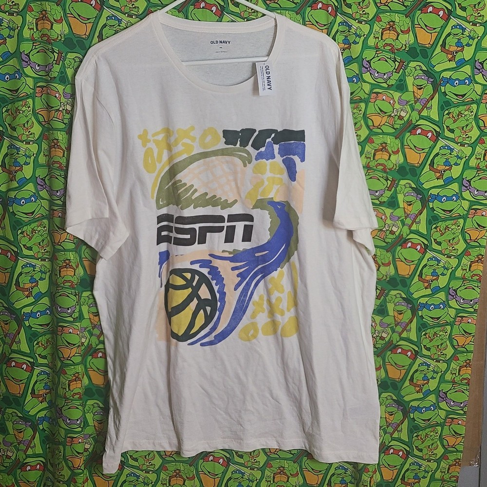 Unisex Old Navy ESPN Basketball Sports Themed Short Sleeve T-Shirt Sea Salt New