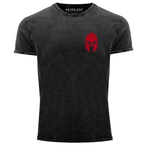 Herren Vintage Shirt Logo Print Sparta-Helm Spartaner Gladiator Krieger Warrior