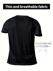 New Men’s Solid Color T-Shirt Sports And Leisure T-Shirt Outdoor Gym Running Bla