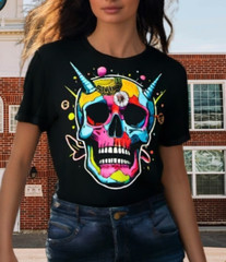 Poly-Cotton Blend Custon T-Shirt Skull Black XS/S/M/L/XL