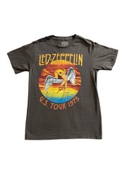 Led Zeppelin U.S. Tour 1975 Graphic Band Tee Gray Medium Rock Shirt