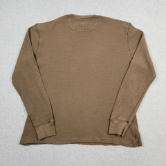 Double RL Shirt Mens XL Brown RRL Ralph Lauren Thermal Waffle Knit Long Sleeve