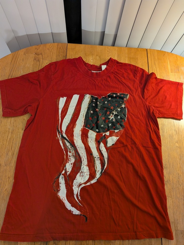 King Size Men’s 2XL Tall Red American Flag Graphic Print Crew Neck Tee Cotton