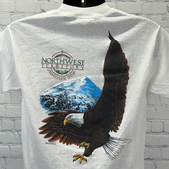 Vintage 90s Northwest Territory Adventure Gear T Shirt Bald Eagle White M Medium