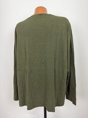 Vintage Ribbed V-Neck Shirt Men XL Minimal Olive Rayon Cotton Long Sleeve Murano