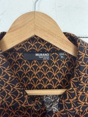 Murano Liquid Luxury Mens XL Black Short Sleeve Button-Down Collared Shirt Print