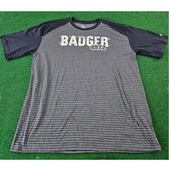 Badger Sport 4972 Graphic T Shirt Mens Large Raglan Short Sleeve Striped Gray