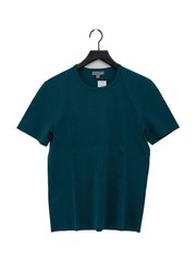 COS Men’s T-Shirt S Blue Cotton with Polyester, Elastane Basic