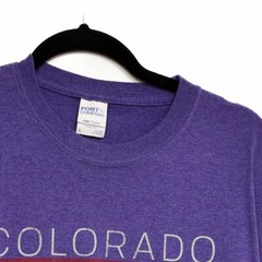 Port & Company Mens Purple Graphic T Shirt Colorado Springs Crew Short Sleeve L